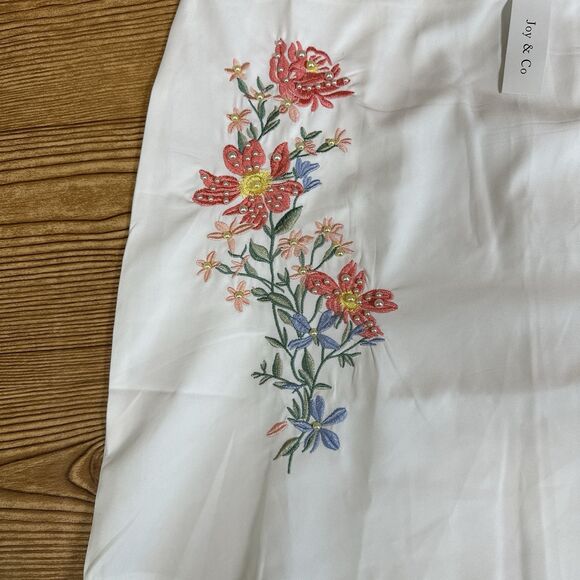 Joy & Co Embroidered Mini Skirt Women’s Size Large Floral Pattern White - Picture 8 of 15